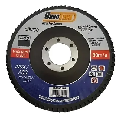 Foto do produto Disco Flap Cônico Zircônio OuroTech 115 mm